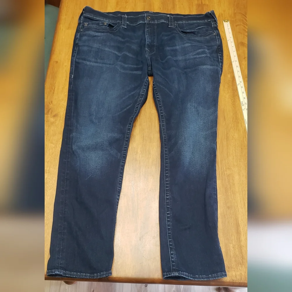True Religion Men's Straight Leg Jeans 44 - Dark Blue Wash Black